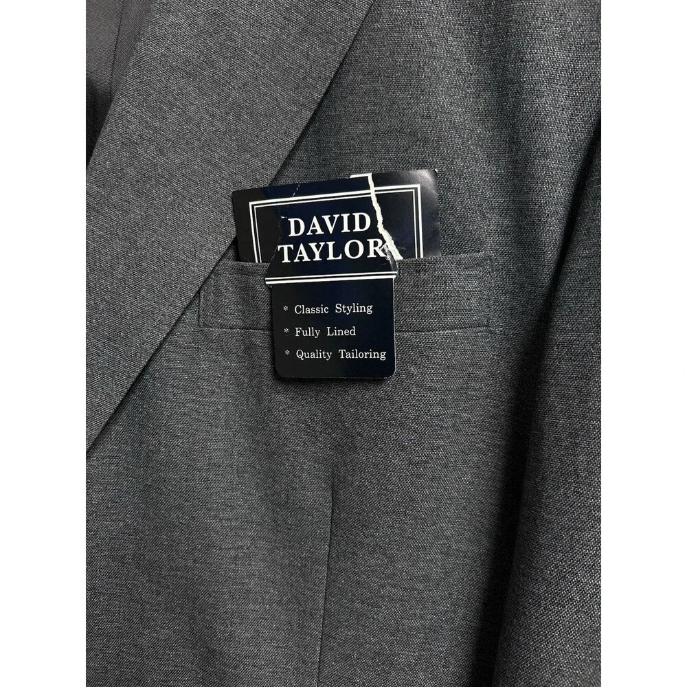 David Taylor Blazer Charcoal Grey Gold Button Single Vented Mens 42L NWT